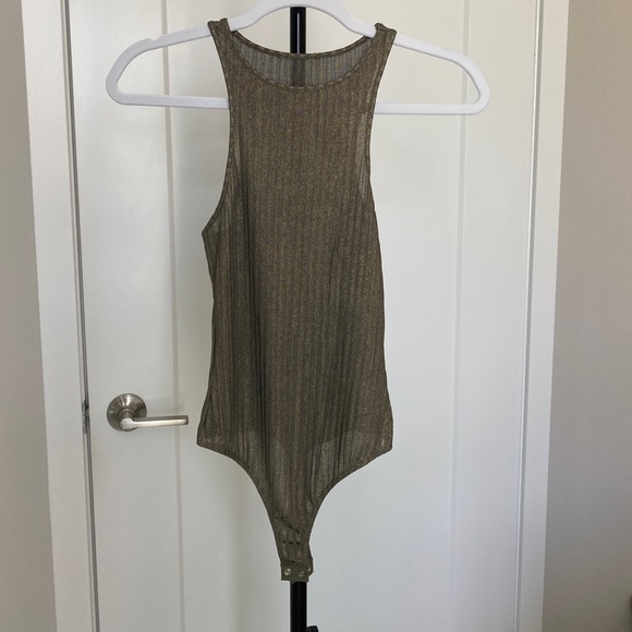 Privacy Please Tops Privacy Please Green Glitter Bodysuit Poshmark